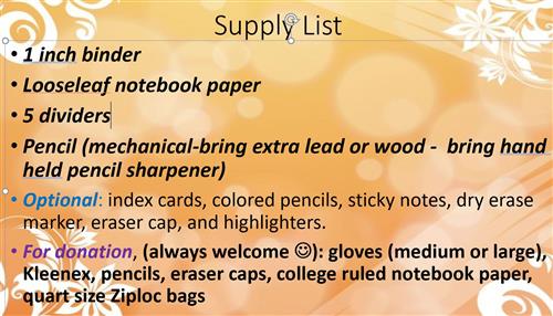Supply List 